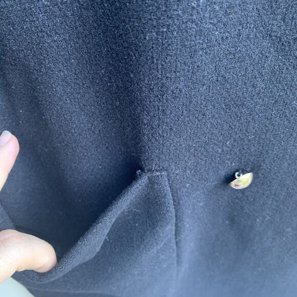 MNG Mango Double Breast Wool-Blend Coat Jacket Black Women's Large Gold Buttons - Picture 5 of 9